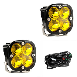 Baja Designs Squadron Sport Black LED Light Pod Pair - Spot - Amber